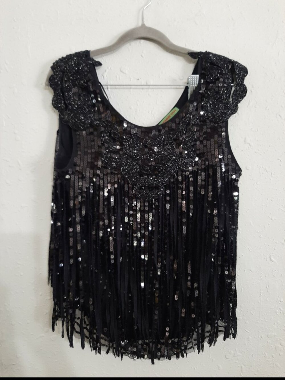 Vintage Vivienne Tam 100% silk sequin black party top shirt blouse cocktail rare